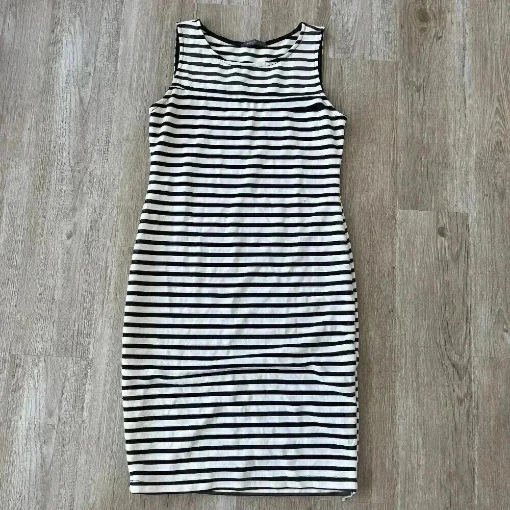 Womens Suzy Shier Black and White Stripe Dress - L